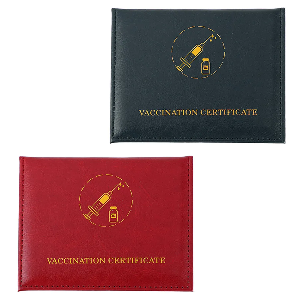 

2Pcs Card Holders PU Certificate Protectors Dual Slots Waterproof Portable Card Organizer for Immunization Cards