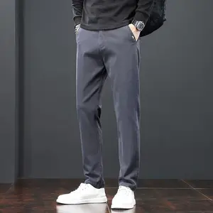 2023 Men's Spring Autumn New Long Loose Trousers Men's Business Casual Straight Pants Male Solid Color Pockets Pants I627