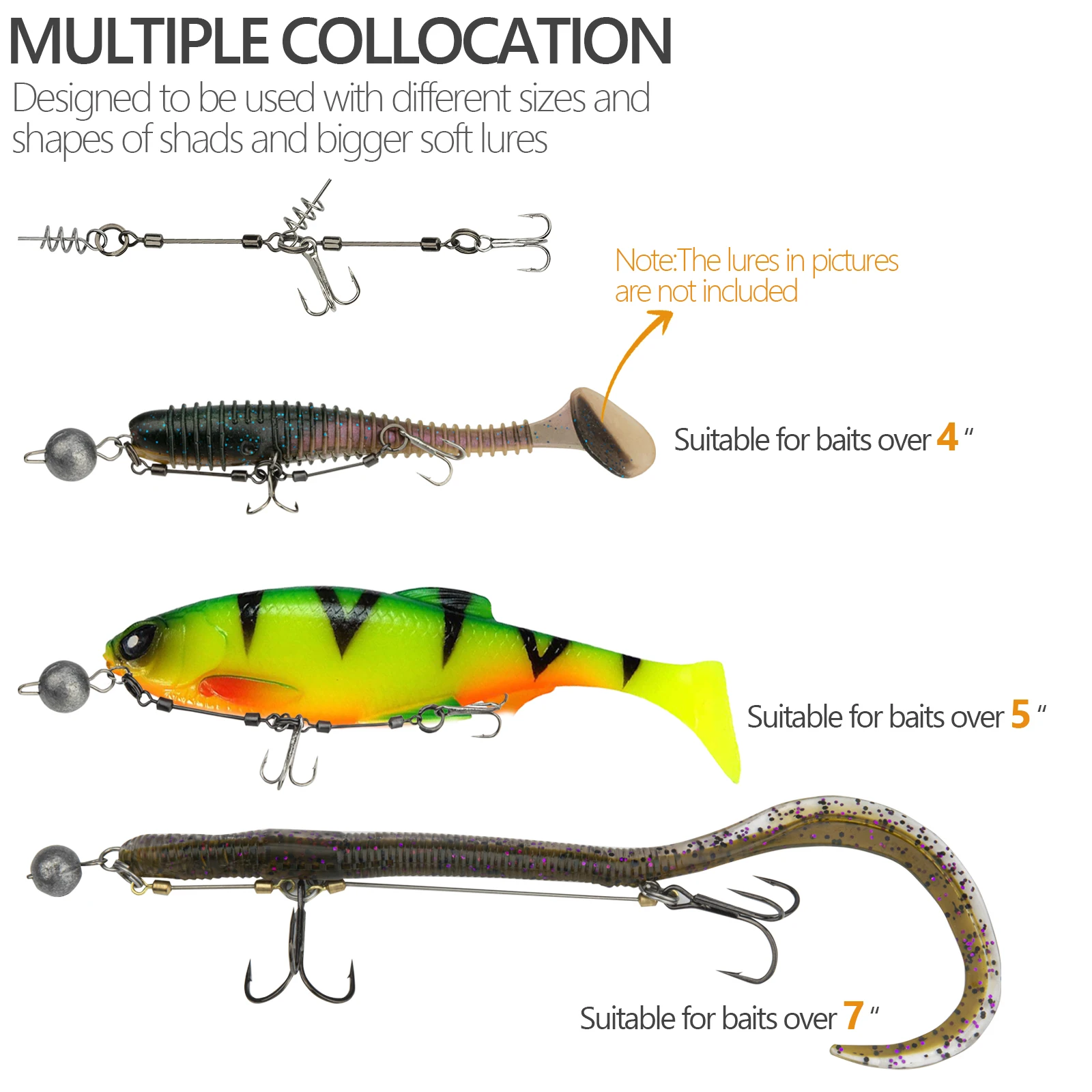 Pike Fishing Stinger Rig Double Treble Hooks For Swimbait S M L Multi-Depth Screw Fishing Hook With 5g 7g 10g Sinker Weight