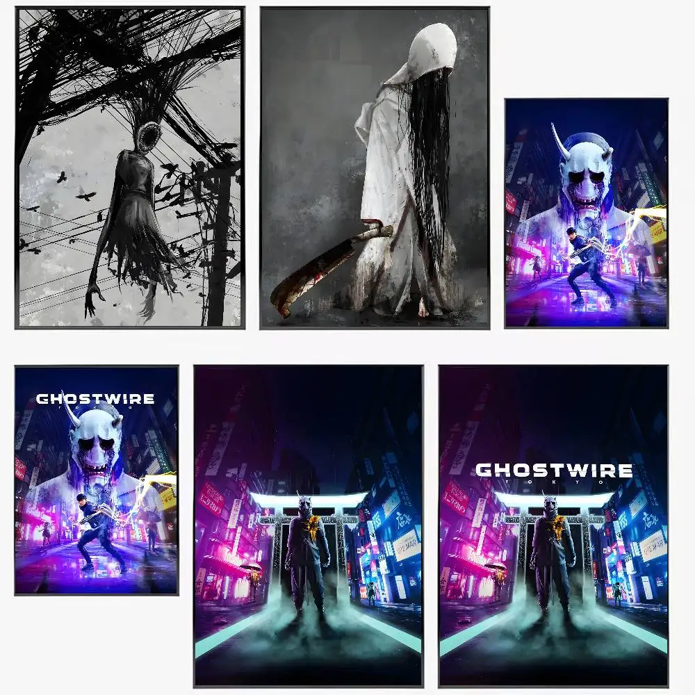 

Anime G-Ghostwire T-Tokyo Poster HD art sticky wall waterproof home living room bedroom bar aesthetic decoration