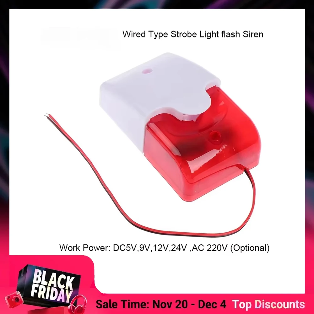 

Multi-Voltage Security Siren 5V/12V/24V/220V | 120dB Strobe Light & Voice Alarm Compatible with GSM/WiFi/PSTN Alarms