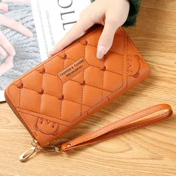 Luxury Women's Wallet Plaid Card Holder Fashion PU Leather Long Wallets Multi-card Position Clutch Buckle Zipper Student Wallet