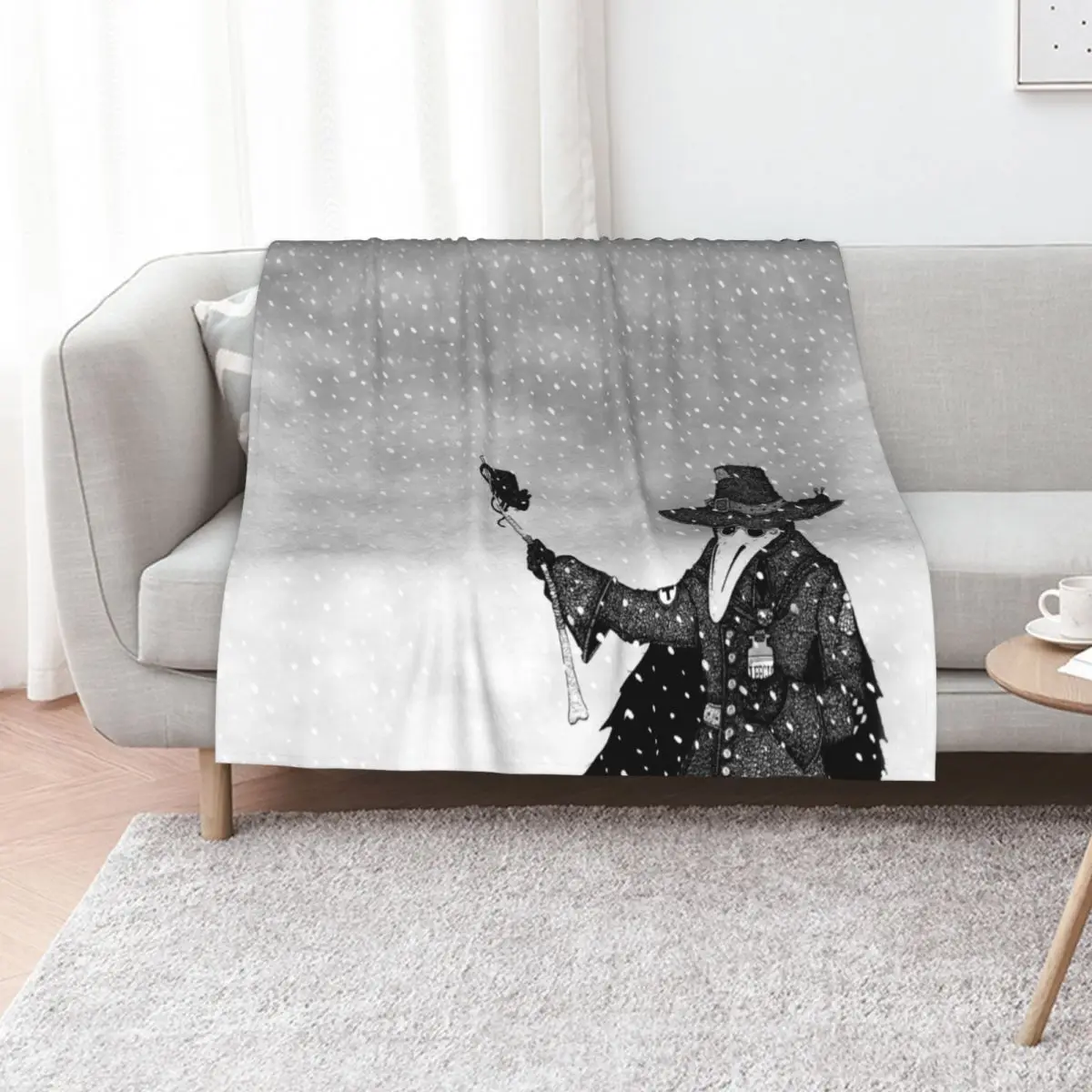 Plague Doctor in the Snow Throw Blanket Thermal Blankets For Sofas Bed Furrys Soft Plaid Stuffeds Blankets