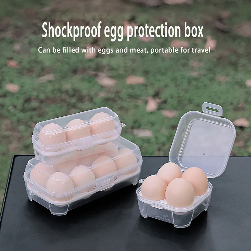 1PCEgg Box 3/4/8 Grids Egg Holder Container For Outdoor Camping Picnic Eggs Box Case Anti-fall Egg Storage Box Kitchen Organizer