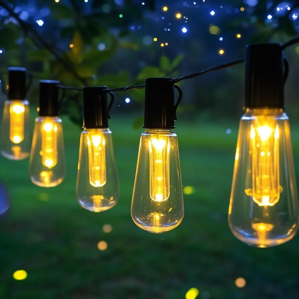 1PC 10/20/30 LED Solar Smart Lights, Outdoor Christmas Decorative Light Bulbs Vintage Holiday Wreath Garden Furniture Fairy Ligh