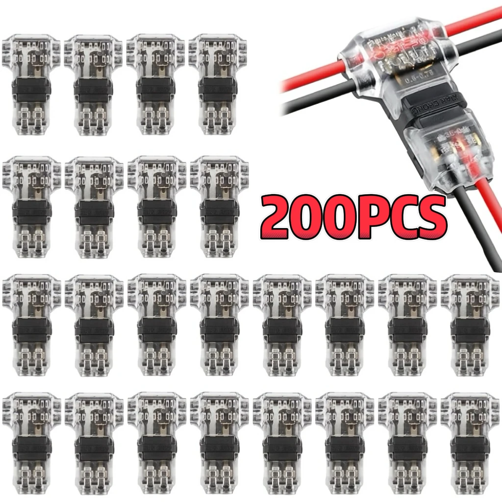 T Type Quick Splice Low Voltage Wire Connector Solderless No Stripping Tool Free Universal One Pin Two Way Mini Terminal Joint