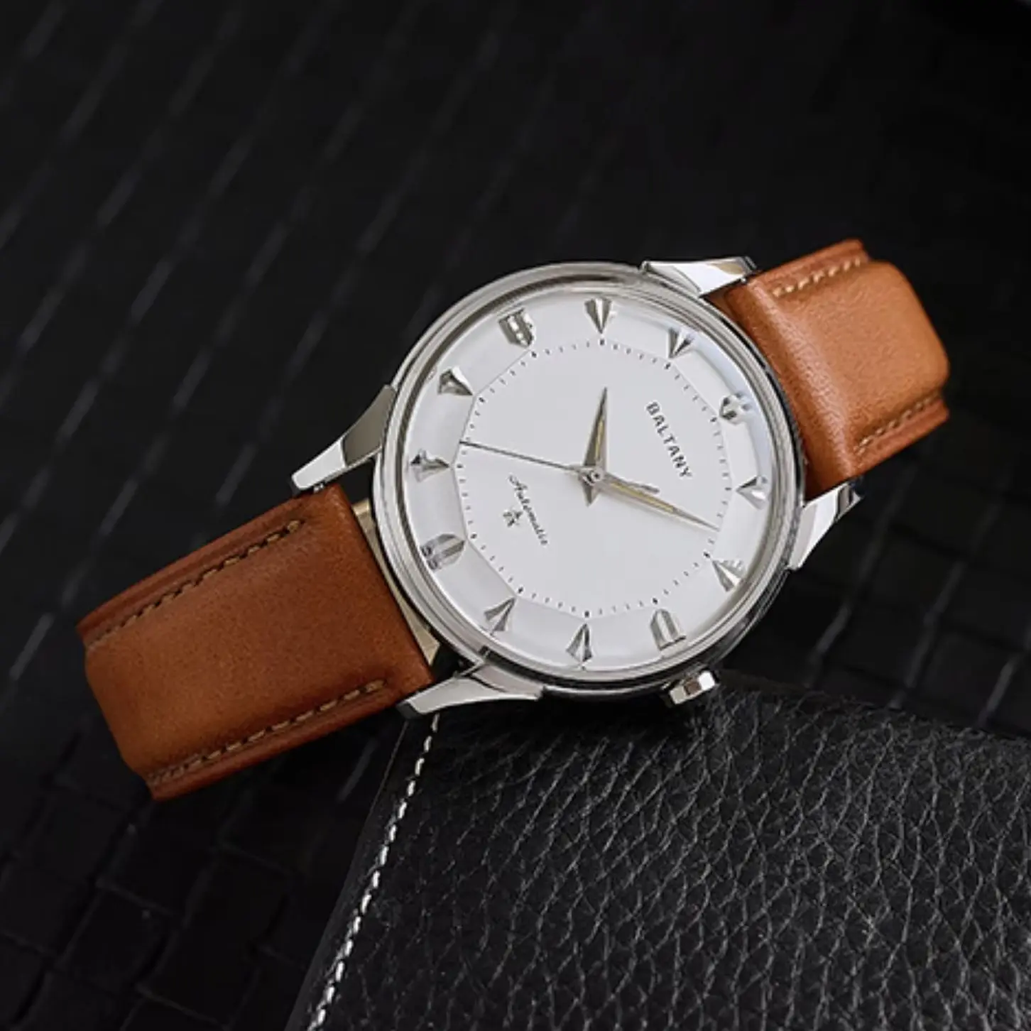 Baltany Herren-Automatikuhr, luxuriöse 38,5 mm mechanische Armbanduhr, Saphirspiegel, 50 m wasserdicht, Miyota 9039