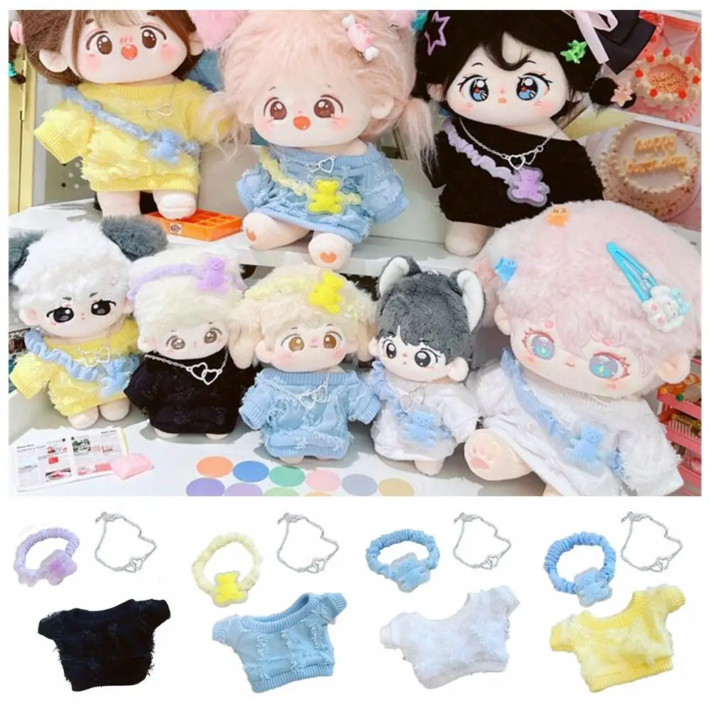 10/20CM Doll Dopamine T-shirt Toy Accessories Changing Dressing Game Doll Clothes Multicolor Photo Props Mini Fluff Hoodies Set