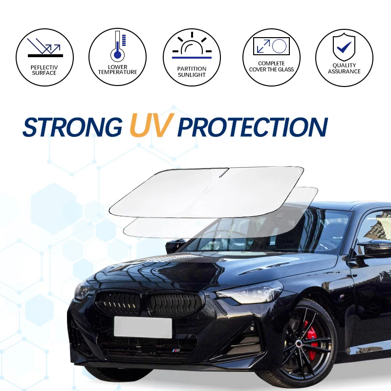 Car Windshield Sun Shade Foldable Sun Visor Protector Blocks UV Rays For BMW 2 Series 240i F22 F23 F44 G42 Car Summer Accessorie