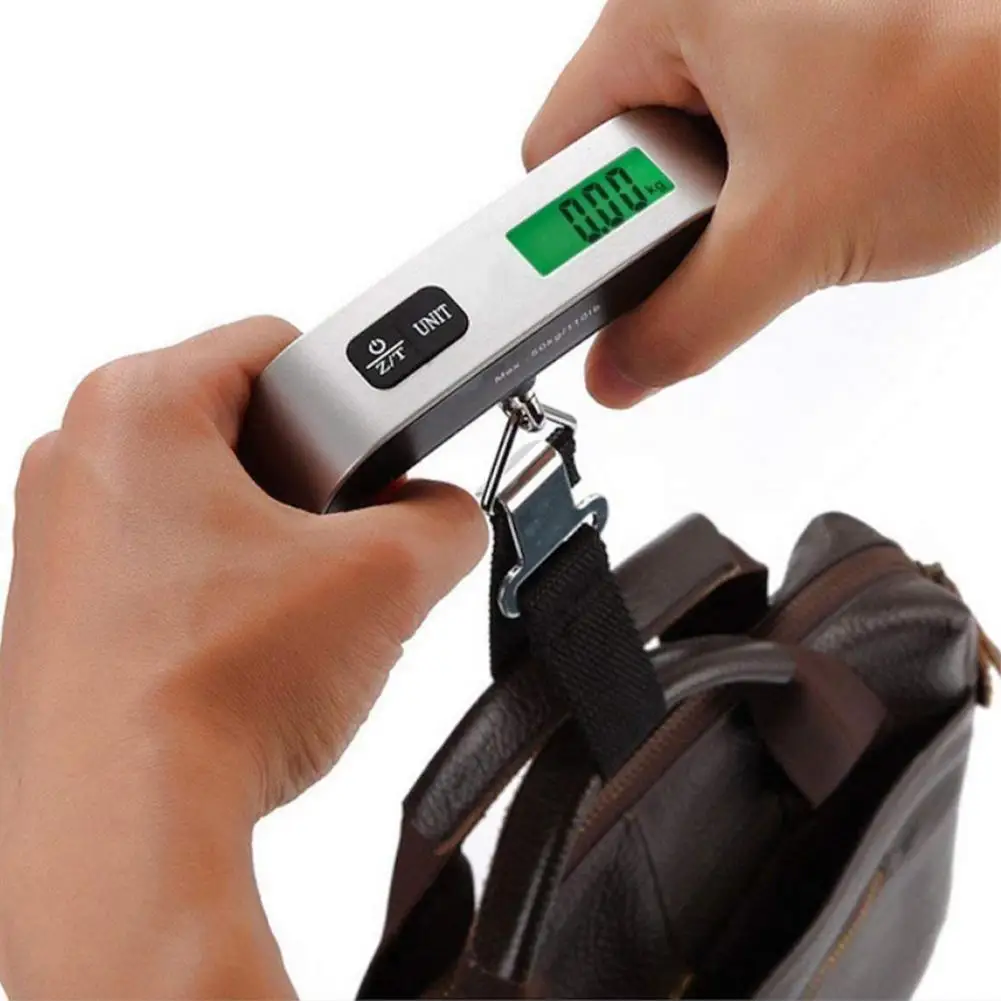 50kg/110lb Portable Digital Luggage Weight Scale LCD Display Pocket Electronic Suitcase Travel Scale Balance Baggage Weight Tool