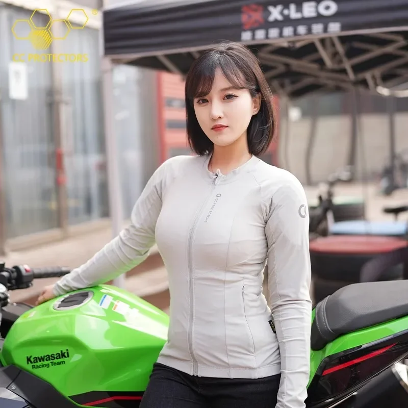 

Motorcyclist Protections Women Four Seasons Racing Cycling Clothes Summer Mesh Cloth Breathable Anti-fall Slim Armor CE Defense