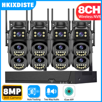 XMEye 8CH Wifi NVR Kit ICSee Outdoor Smart Wifi Security CCTV Camera Dual Screens 8MP 4K Video Surveillance CCTV System For Home