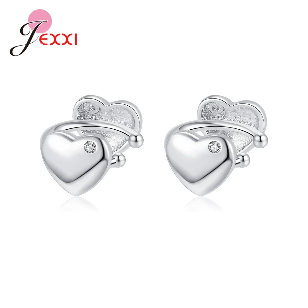 Polished Light Weight Style Stud Gift Wholesale Clip-on Earrings Classic  Wedding Gift Jewelry   Heart Drop 925 Silver