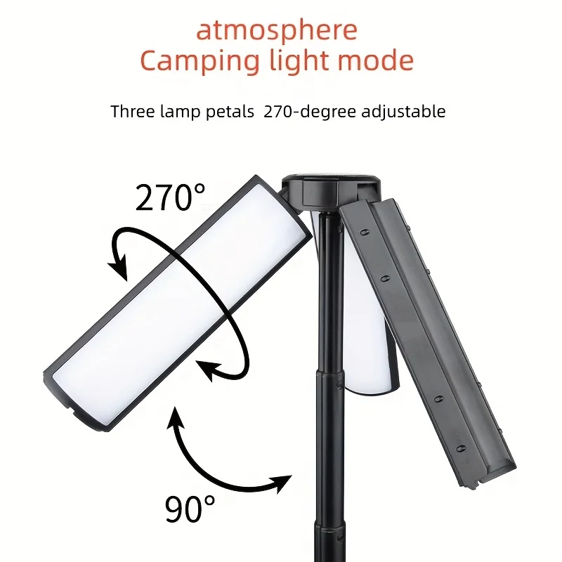 Cross-border Multi-functional Retractable Bracket Camping Bib Lamp 270 ° Adjustment Lighting Zoom Flashlight Two-in-one Outdoor
