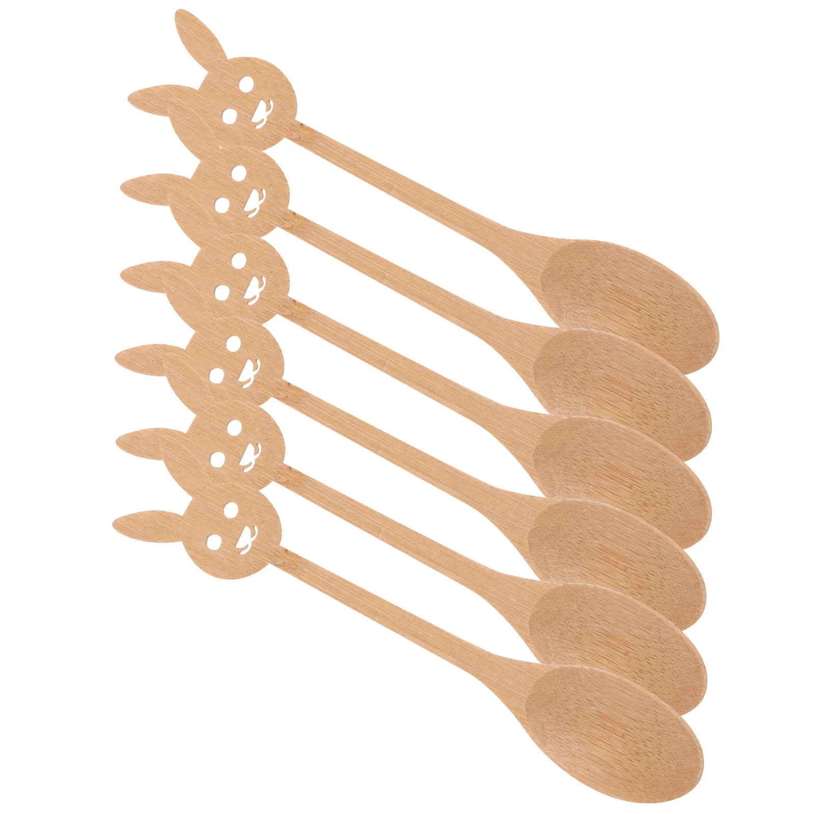 6 قطع من ملاعق الخيزران ذات لمسة نهائية ناعمة لشوربة قهوة الآيس كريم، سهلة التنظيف، اختيار صحي، ملاعق من الخيزران الصغيرة