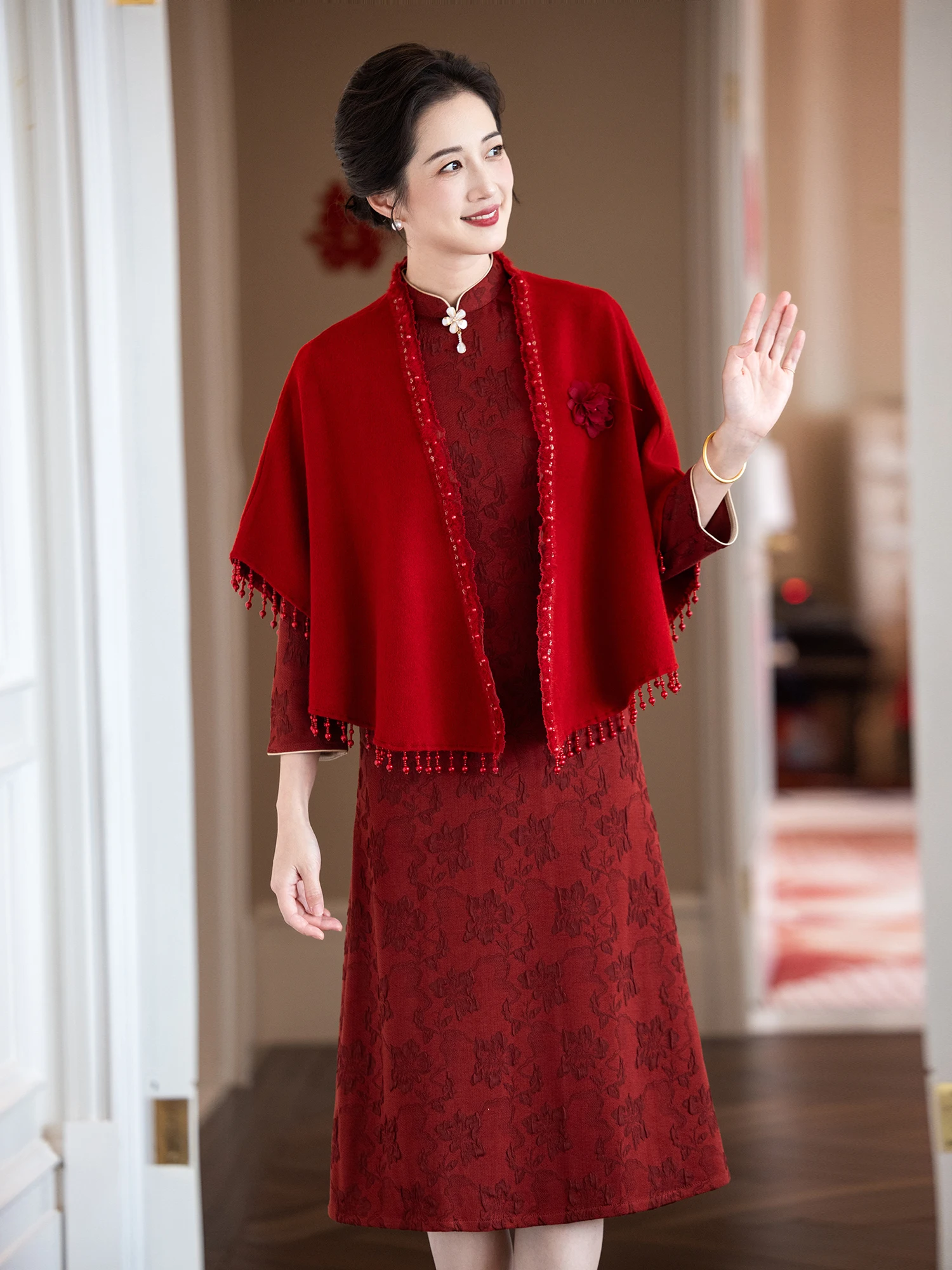 red-awl-vintage-sle-wedding-guest-mom-tassel-outerwear-warm-polyester-blend-mid-length-qipao-for-women-over-35
