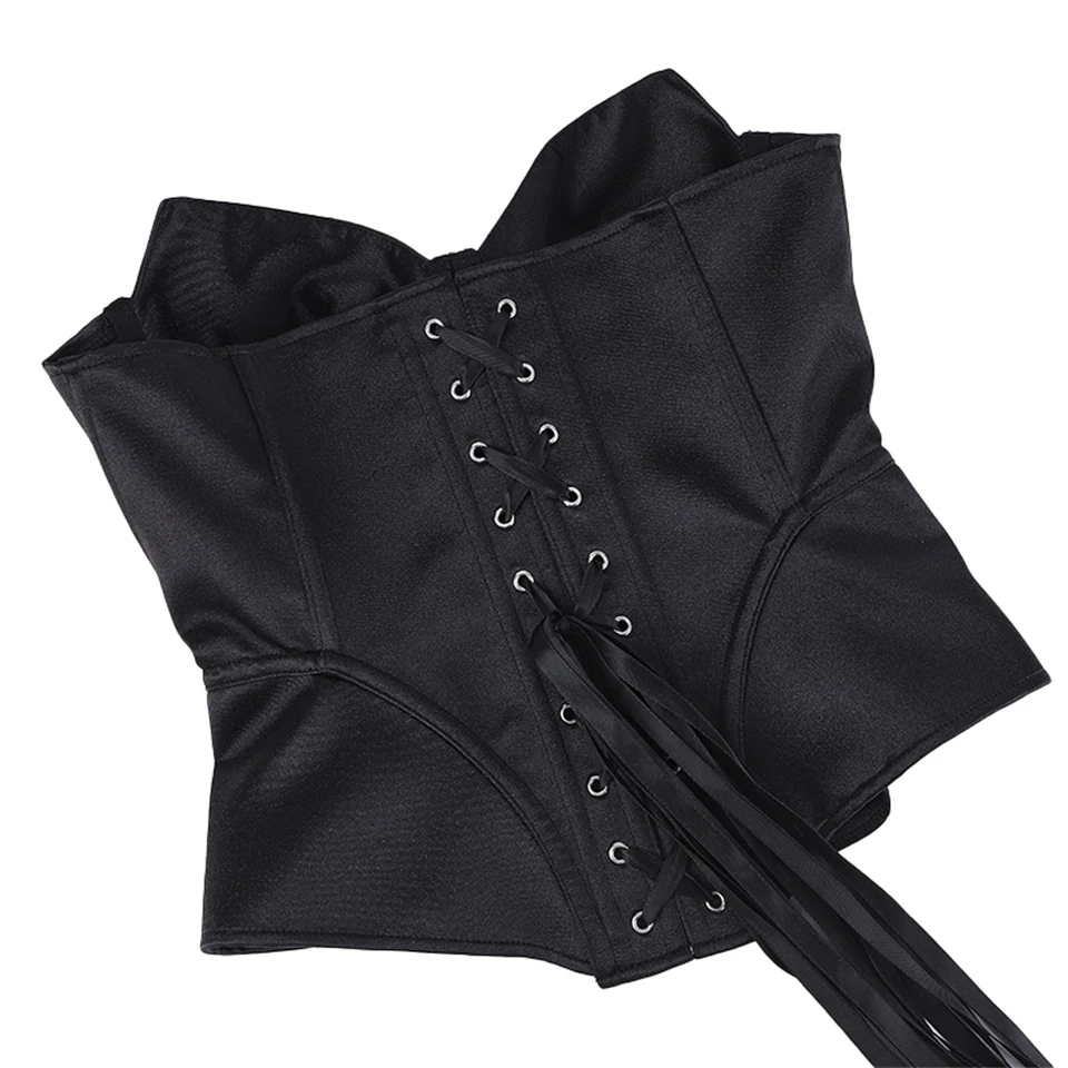 Becirzet Weißes Elegantes Damenkorsett Sexy Schulterfreies Satin-Fischgräten-Top Schlankmachendes Taillenformendes Bustier – Detail 7