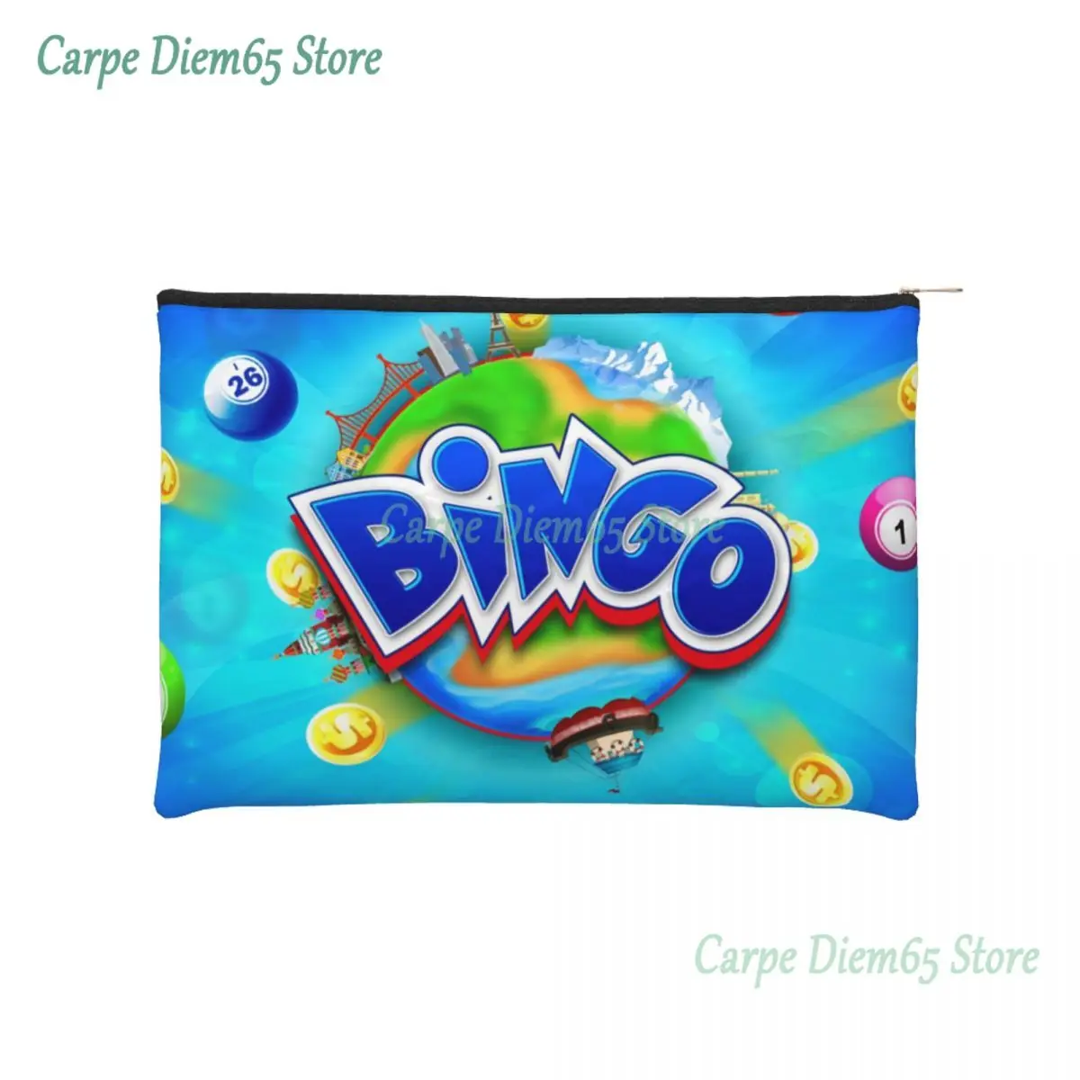 Bingo Paper Game Cosmetic Bag Women Cute Big Capacity Makeup Case Beauty Storage borse da toilette