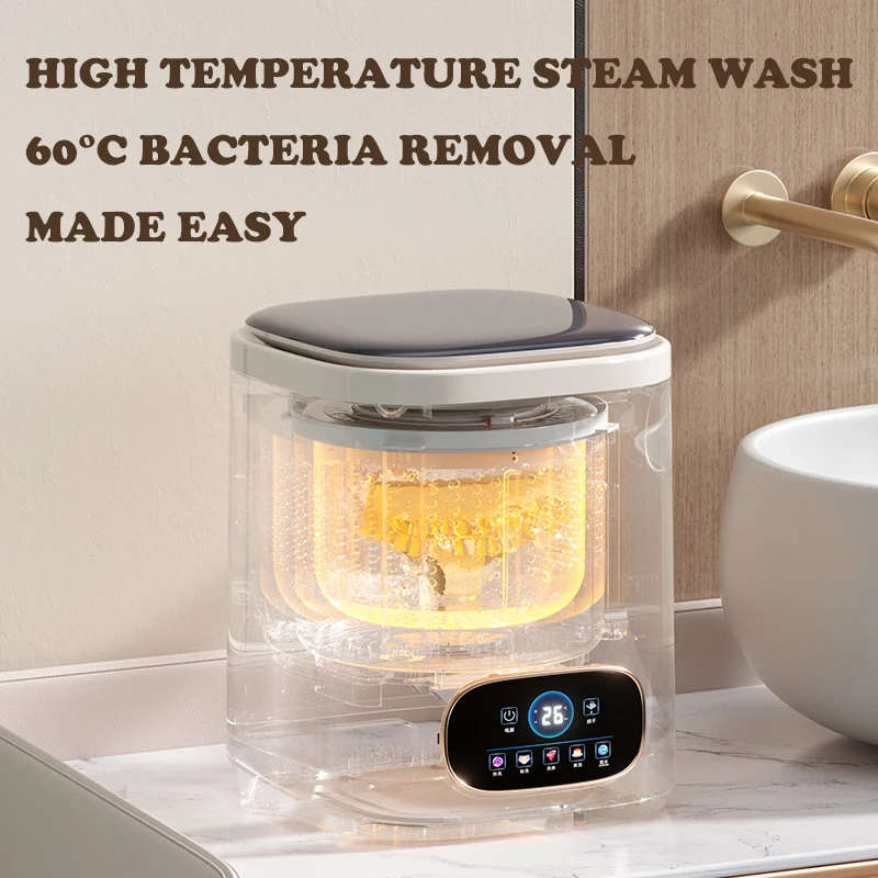 Portable Automatic Steamer Washing Machine Small Mini Underwear Wash Off High Temperature Ozone Sterilization Drying