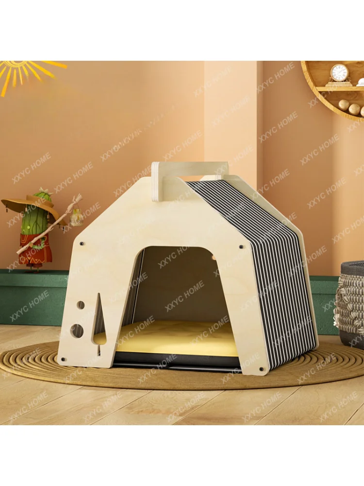 Cat Nest Four Seasons Universal Kennel Small Dog Solid Wood Warm Cottage Cat Villa Cat House