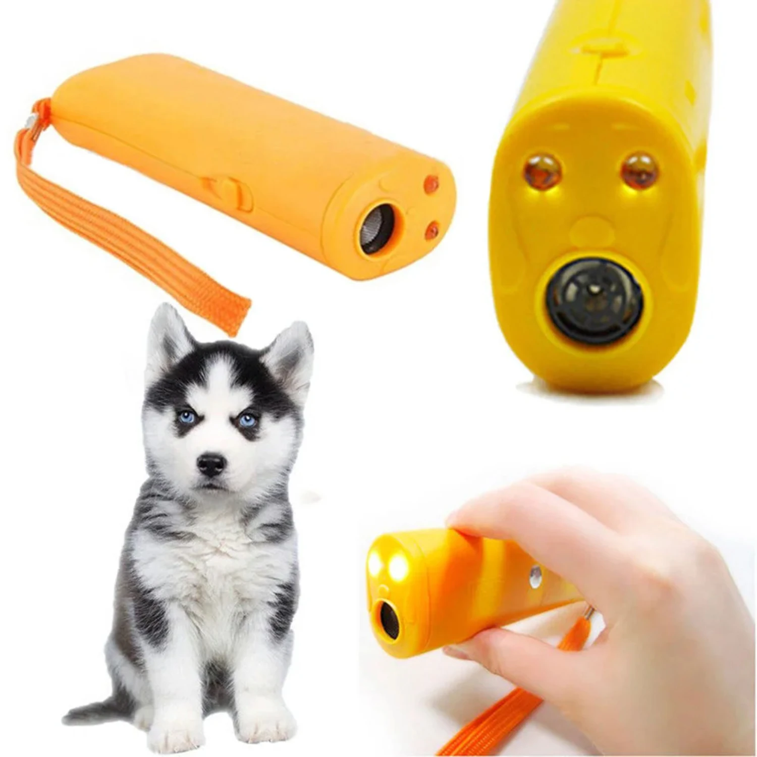 Ultrasonic Dog Repeller Electronic Ultrasonic Bark Control Anti Bark Dog Obedience Training Device With LED Light Flashlight