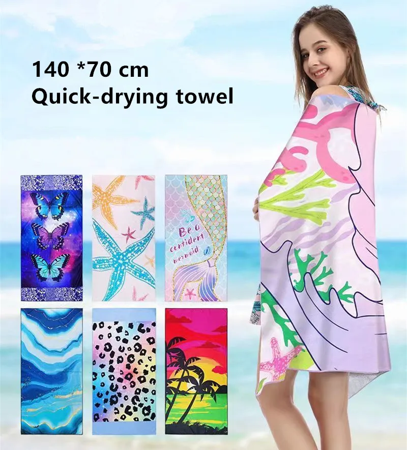 Microfiber Printing Beach Towels Absorbent Quick Dry Yoga Swimming Resort Mountain Climbing Sun Protection Towel Travel  Portabl