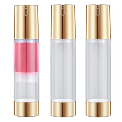 15-50MLGold Empty Airless Pump Bottle Refillable Cosmetic Container Portable Vacuum Bottle for Lotion Hand Sanitizer Toner