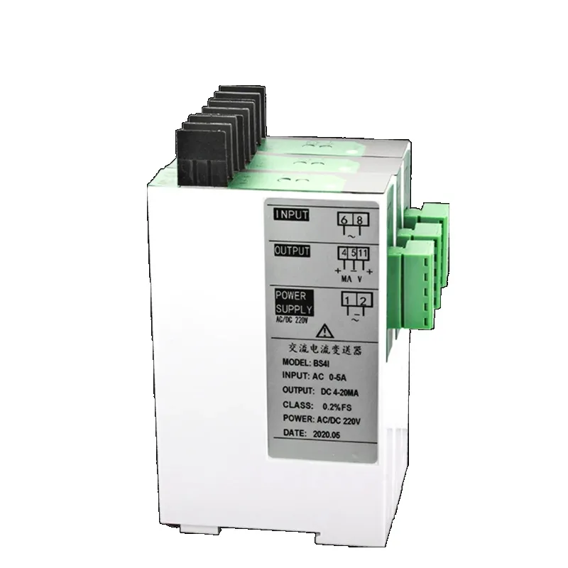 DIN Rail Mount AC Current Transmitter AC0-1A/2A/5A/10A Input 4-20mA 0-5VRS485Output IsolationCurrent Transducer Signal Converter