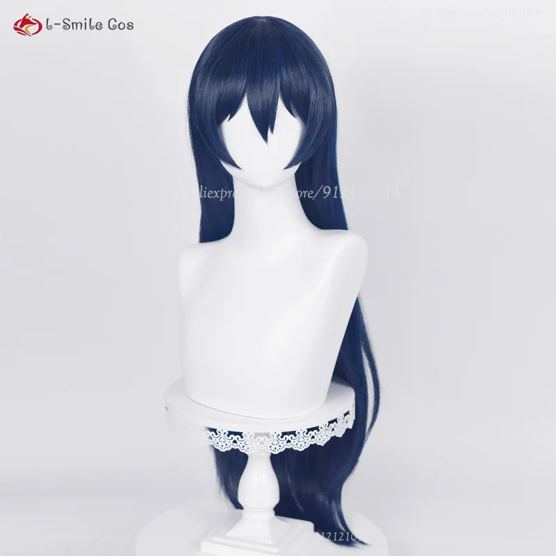 วิกผมอะนิเมะ sonoda UMI คอสเพลย์80ซม. สีฟ้าสีดำวิกผู้หญิงทนความร้อนวิกผมปลอมวิกปาร์ตี้ฮาโลวีน + ตาข่ายคลุมผมสำหรับใส่วิก