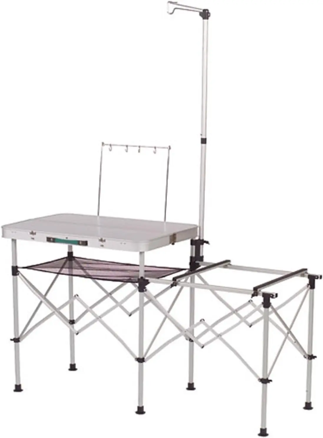 Pack-Away Portable Camp Kitchen, Outdoor Folding Kitchen with Spacious Prep Area, Side Table, Lantern Holder, Hanging