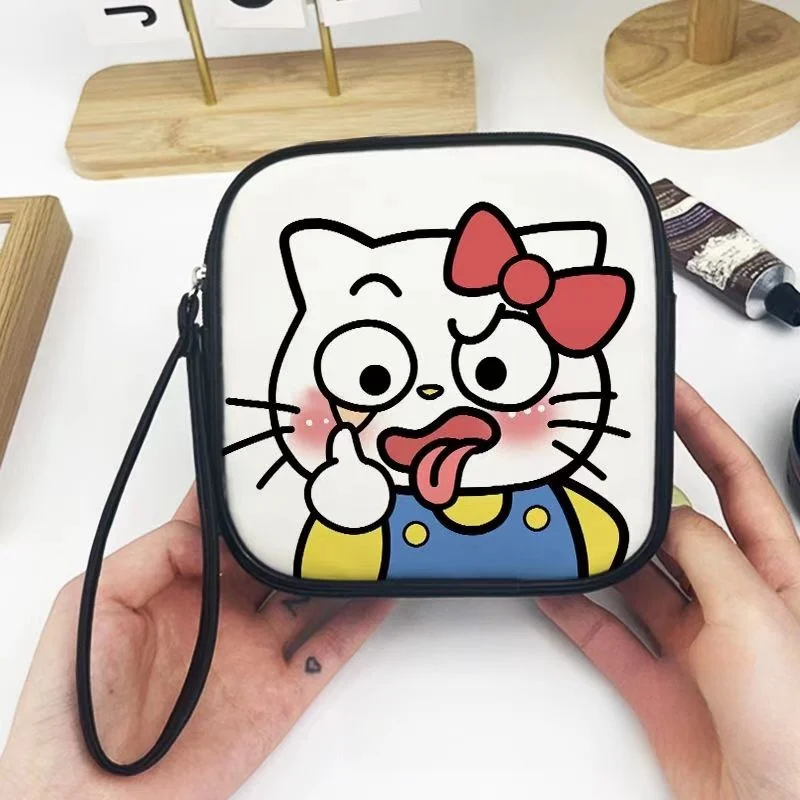 Sanrio حقيبة فوط صحية ، أنيمي ، Hello Kitty Pads ، حقيبة تخزين كرتون ، مواد نظافة نسائية ، حقيبة مكياج