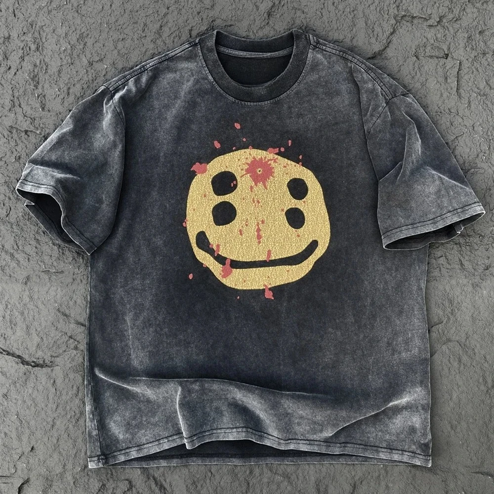 

SAINT OF Best Quality Broken Retro Cotton Vintage Clothing Loose Oversized Tees Tops Graphic T Shirt For Men