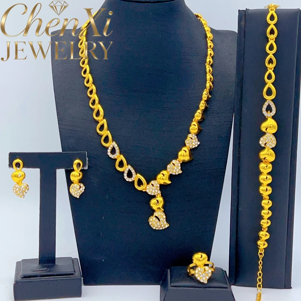 High-End Alluvial Gold Love-Based Type Water Droplet Hollow-Out Pattern Necklace Luxury Quality Jewelry Exquisite Elegant Gift
