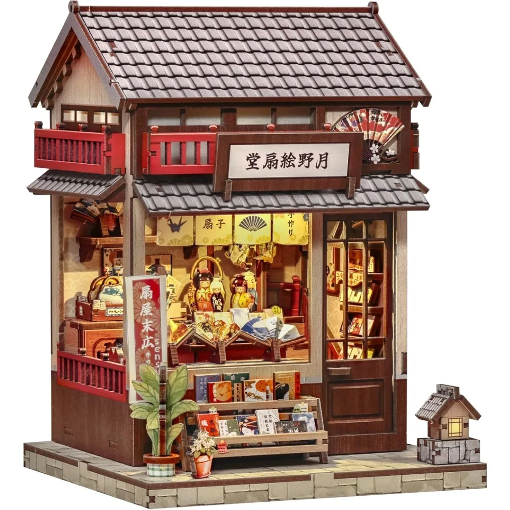 

Japanese-Style Miniature Bookstore Kit: DIY Dollhouse for Adults and Teens, Compact Bookshelf Tiny House