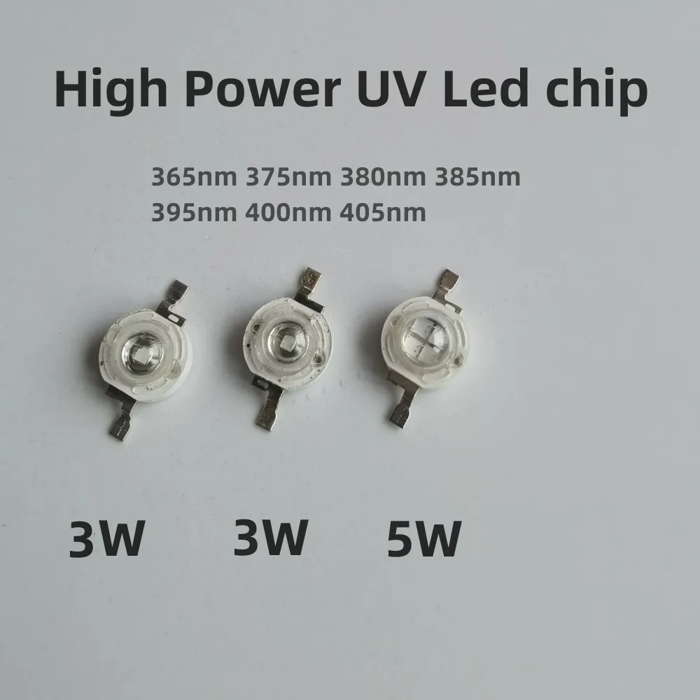 3 واط 5 واط عالية الطاقة ضوء الأشعة فوق البنفسجية الأرجواني LED 36nm 375nm 380nm 385nm 39nm 400nm 405nm الأشعة فوق البنفسجية لمبات مصباح رقائق