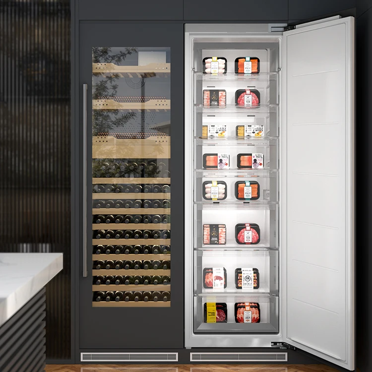 عاكس ثلاجة من المباشر إلى الباب، تبريد هواء كامل، خالي من الصقيع، مخصص مدمج، رفيع للغاية، ذو سعة كبيرة