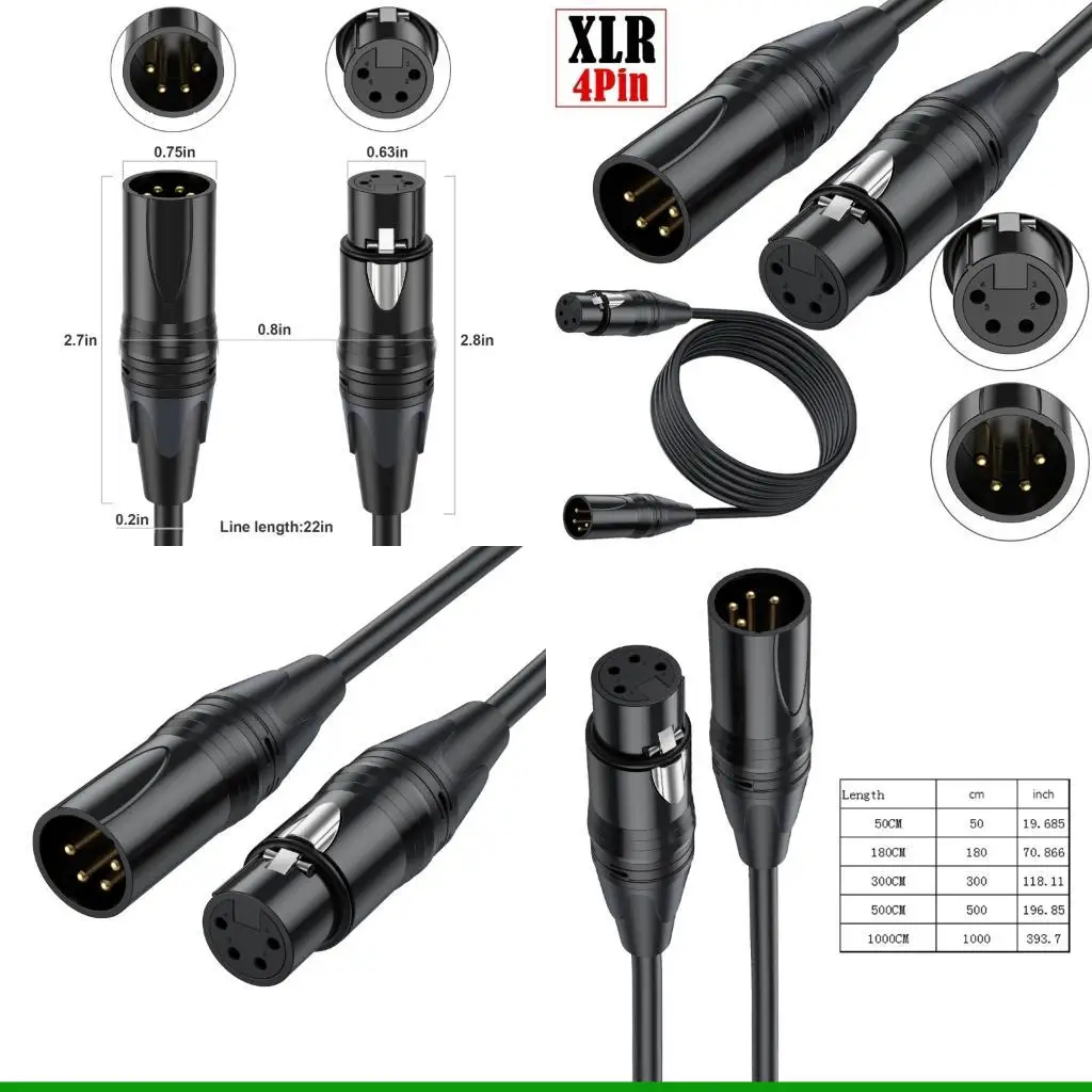 U55C 4 Pin Power Supply Cable Male to 4 Pin Female for Blackmagic Camera Monitor Recorder Mixers DSLR Speaker System