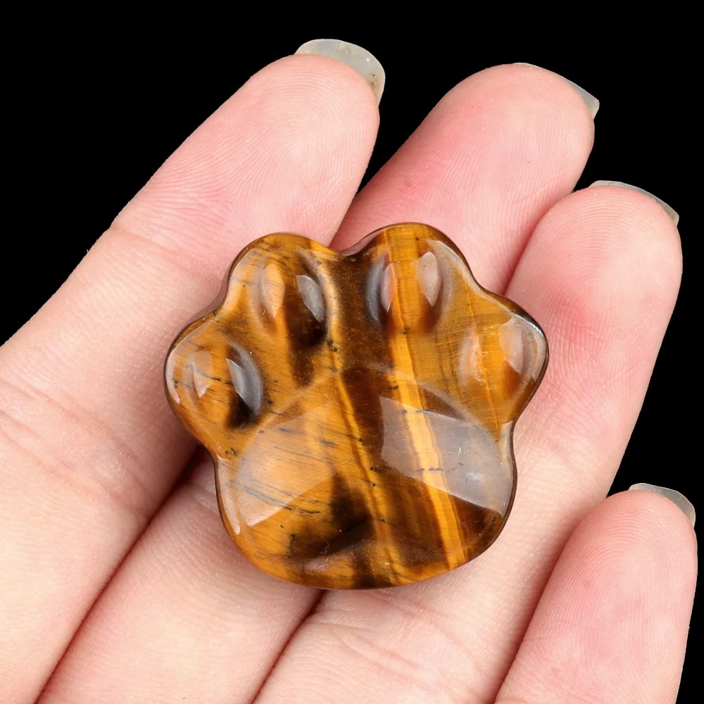 1PC Cat Paw Natural Crystal Ornaments Amethyst Rose Quartzs Beads Healing Carving Stone Home Decoracion 28x30mm