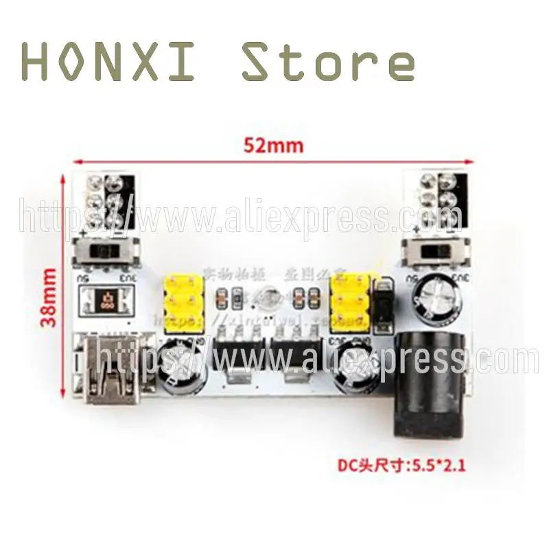 Module d'Alimentation Électrique, Bread Board, Ligne Dédiée 2, Compatible avec le Régulateur 5V / 3.3V DC, 2 Pièces