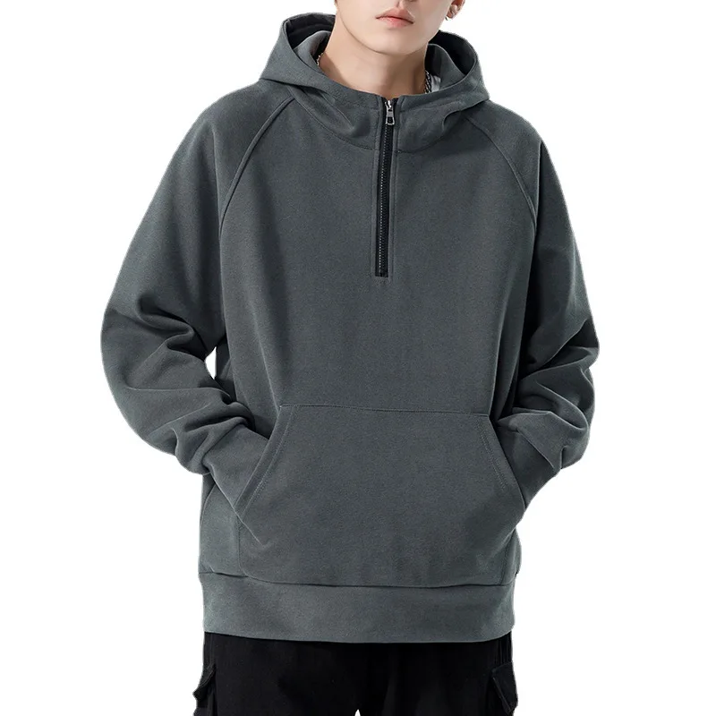 

Men Hoodies Spring Autumn Fashion Sweatshirts Men's Casual Hooded Pullovers Loose Solid color Zipper Men's Coat Hoody Tops Male