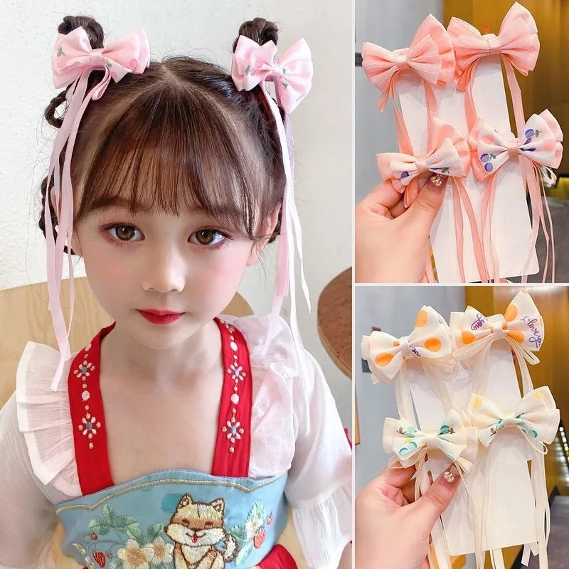 New Korean Princess Bow Streamer Hairpins Cute Children Sweet Girls Hair Clips Women Barrettes Hairgrips Hair Accessories