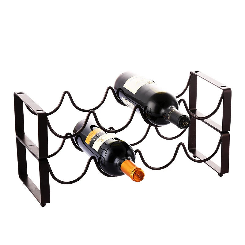 New Creative Vintage Wire Wine Rack Wine Display Rack Storage Bottles Rack Stand Home Accessory Holds 4 Bottles Wine Rack