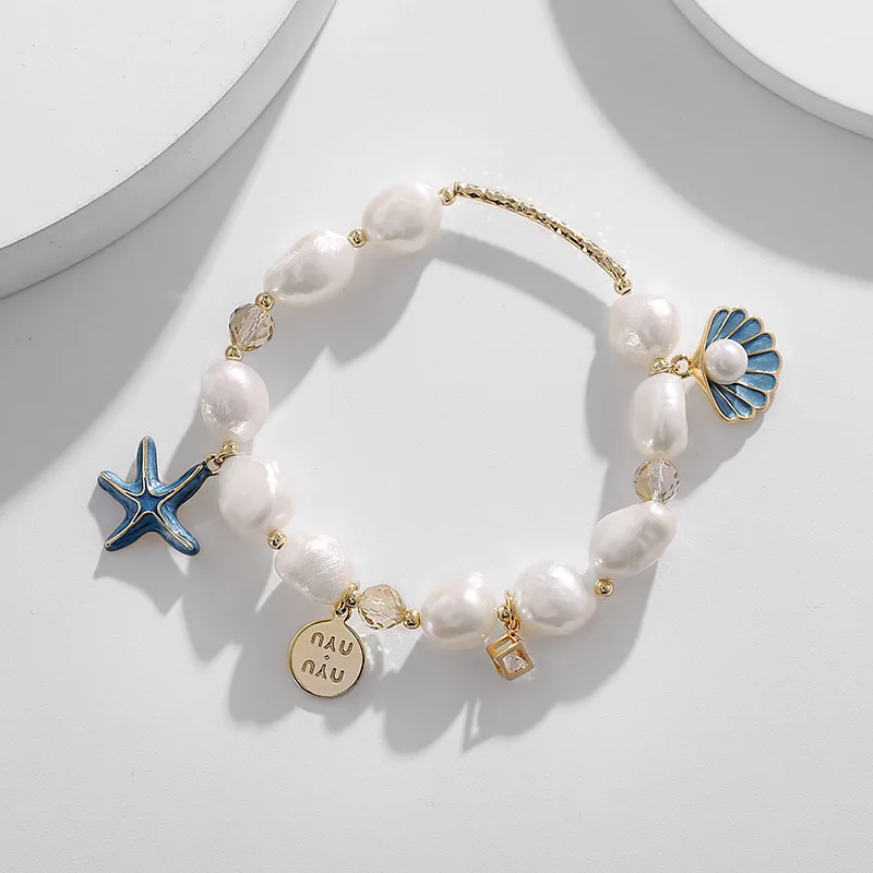Neue Ankunft Trendy Starfish & Shell Design 14K Gold Gefüllt Natürliche Süßwasser Perle Damen Charm Armband Schmuck Für Frauen geschenk – Detail 4