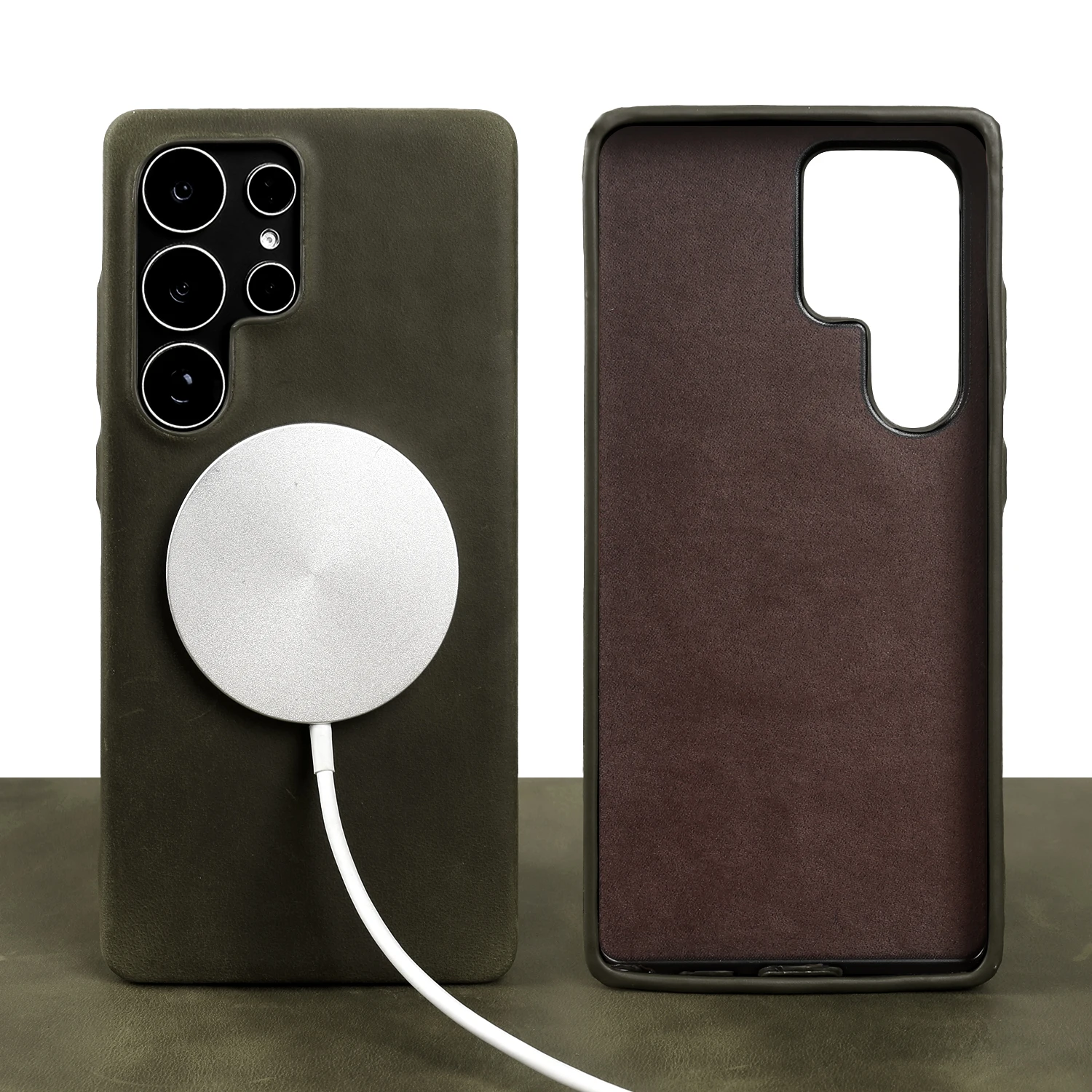 For Magsafe Magnetic Crazy Horse Genuine Leather Case For Sa