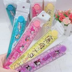 4pcs Cartoon Kuromi Image Rotating Folding Ruler 30cm Kawaii Melody Pochacco Student Multi Functional Ruler Stationery