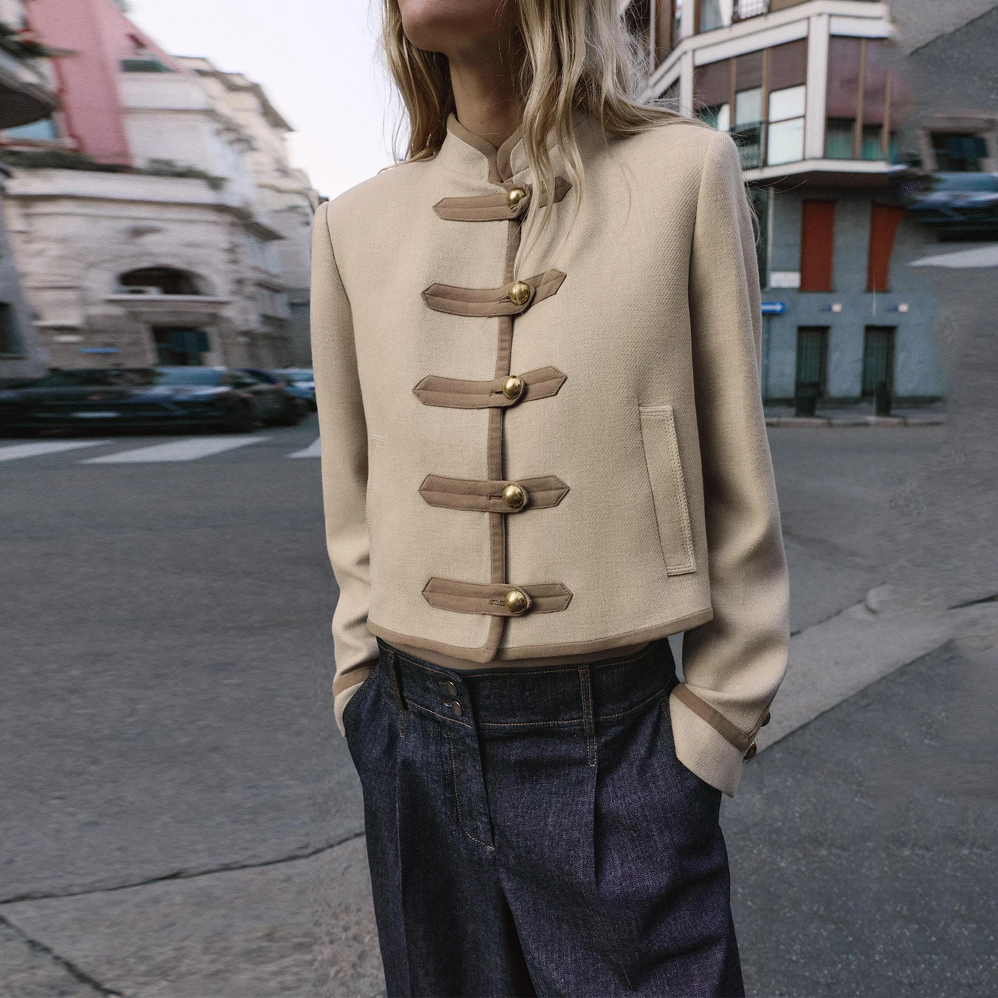 Z Women's Faionable Long Sve Jaet oulder Pads Knot Personali Temperament Chinese Brand Ladies' ort Coat