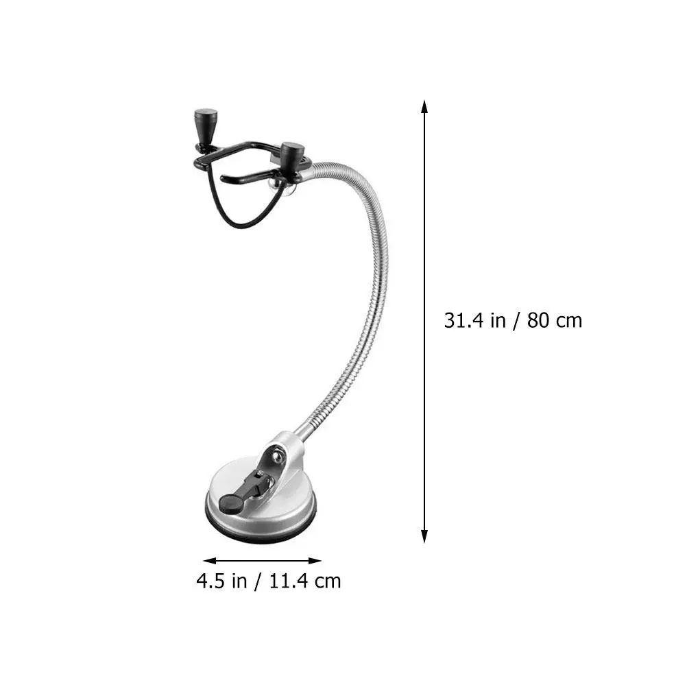 Hands Free Hair Dryer Holder Stand with Ultra Strong Suction Disc 360 Rotation Flexible Goose Neck Stainless Steel Rubber