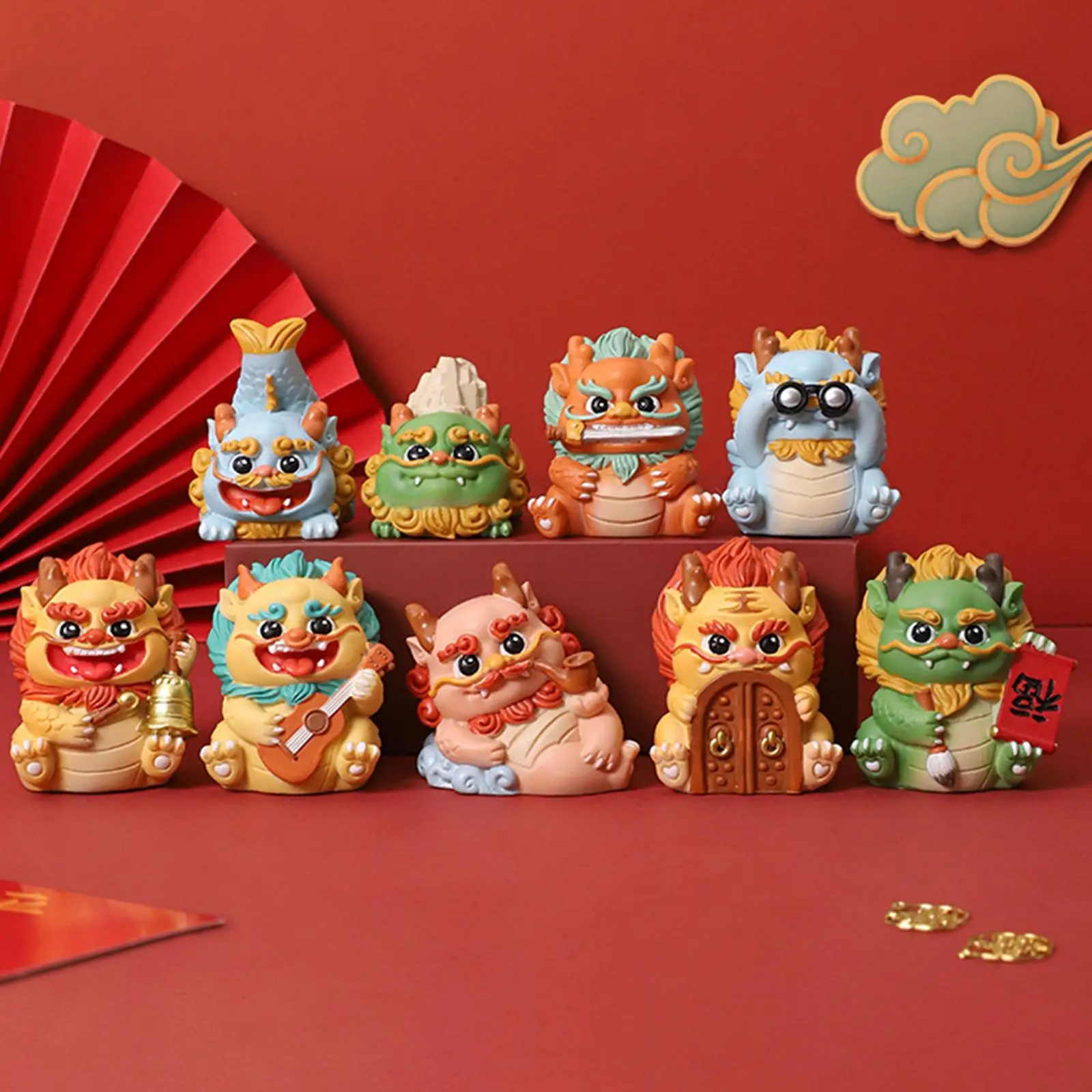 Mini Dragon Statue 2024 Chinese New Year Decor Resin Craft Fengshui Ornament for Car Dashboard Home Table Desk view 5