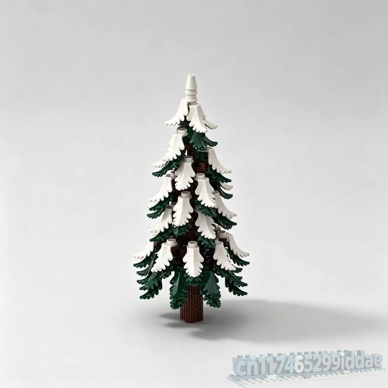 137PCS Wintery Spruce Tree Model Custom Puzzle DIY Creative Assembly Building Blocks Snowy Forest Toy Collection Display Gifts