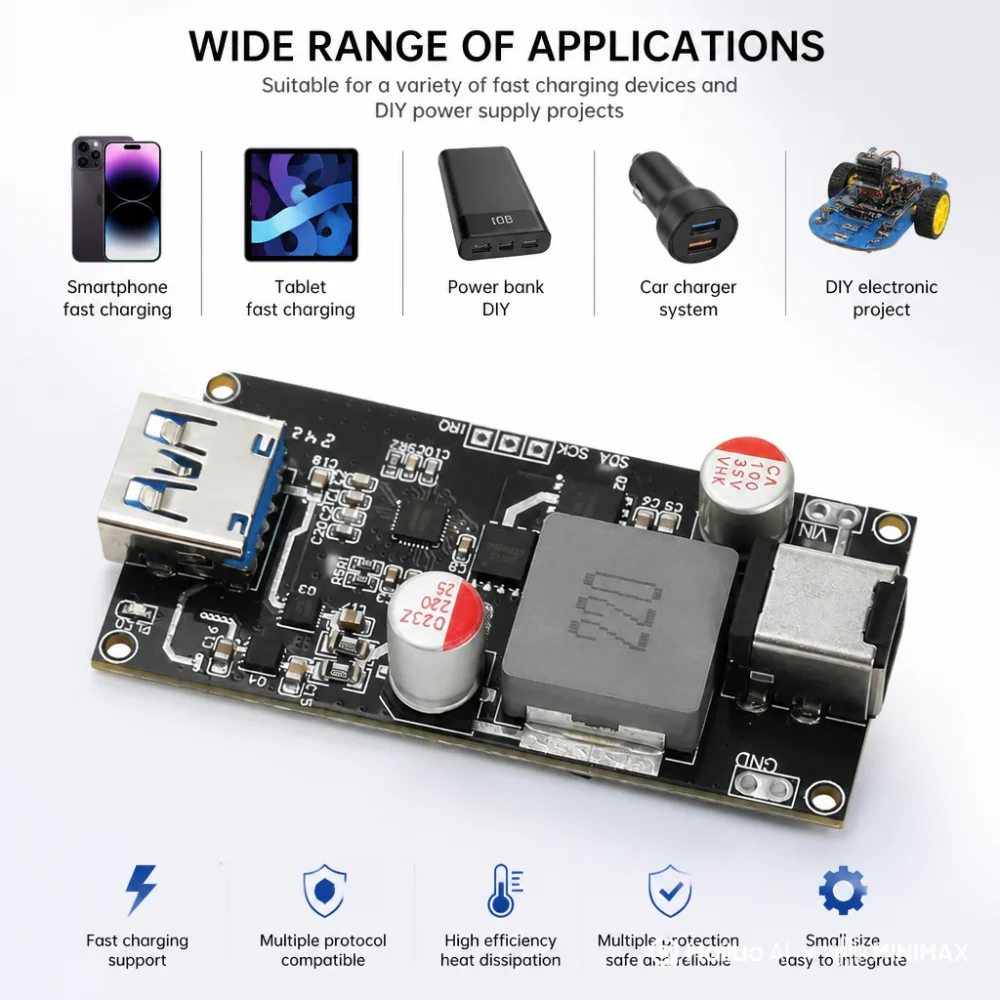DC 6-30V 140W desktop intelligent fast charging module, high-power charger module supporting QC4.0/5.0 PD multi protocol USB